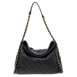 CHANEL Calfskin Quilted Large Chain Me Hobo Black 1241389