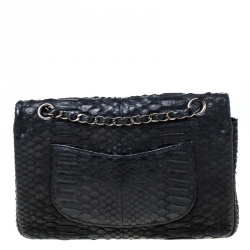 Pre Owned حقيبة شانيل قلاب مزدوج كلاسيك متوسطة جلد مبطنة سوداء