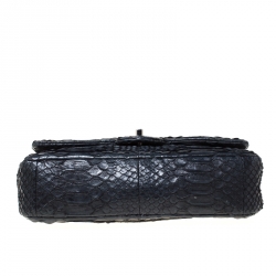 Pre Owned حقيبة شانيل قلاب مزدوج كلاسيك متوسطة جلد مبطنة سوداء