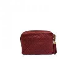 مملوكة مسبقًا Chanel Red Quilted Leather Tassel Vintage Shoulder Bag
