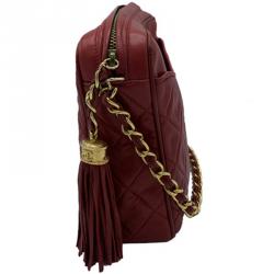 مملوكة مسبقًا Chanel Red Quilted Leather Tassel Vintage Shoulder Bag