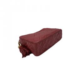 مملوكة مسبقًا Chanel Red Quilted Leather Tassel Vintage Shoulder Bag