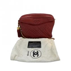مملوكة مسبقًا Chanel Red Quilted Leather Tassel Vintage Shoulder Bag