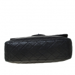Pre Owned Chanel Black Quilted Caviar Leather Maxi Classic Single Flap Bag