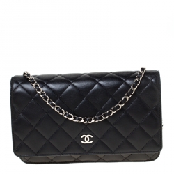 مملوكة مسبقًا حقيبة شانيل WOC جلد أسود