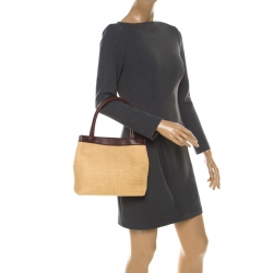 مملوكة مسبقًا Chanel Yellow/Brown Raffia and Leather CC Tote 