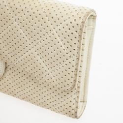 مملوكة مسبقًا Chanel White Perforated Leather Continental Wallet