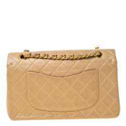 مملوكة مسبقًا Chanel Beige Quilted Leather Medium Classic Double Flap Bag