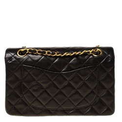 Pre Owned Chanel Black Quilted Leather Small Classic Double Flap Bag