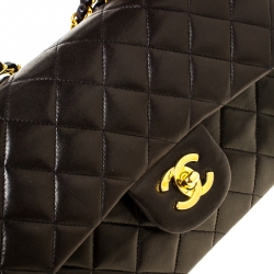 Pre Owned Chanel Black Quilted Leather Small Classic Double Flap Bag