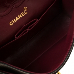 Pre Owned Chanel Black Quilted Leather Small Classic Double Flap Bag