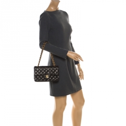 Pre Owned Chanel Black Quilted Leather Small Classic Double Flap Bag