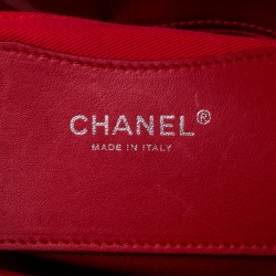 Pre Owned Chanel Red Quilted Patent Leather Medium Just Mademoiselle Bowler Bag