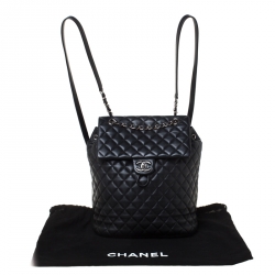 Pre Owned Chanel Black Quilted Leather Large Urban Spirit Backpack 