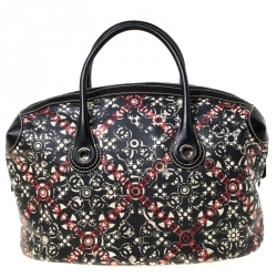 Pre Owned Chanel Black Printed Coated Canvas Boston Bag