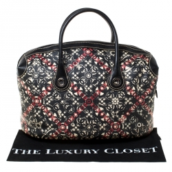 Pre Owned Chanel Black Printed Coated Canvas Boston Bag