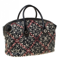 Pre Owned Chanel Black Printed Coated Canvas Boston Bag