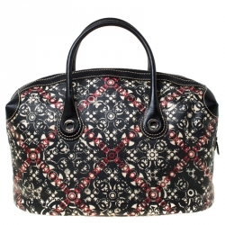 Pre Owned Chanel Black Printed Coated Canvas Boston Bag