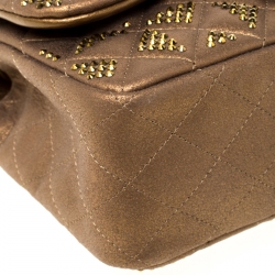 Pre Owned Chanel Bronze Crystal Embellished Leather CC Flap Shoulder Bag