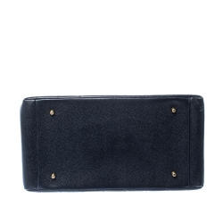 Pre Owned Chanel Navy Blue Quilted Caviar Leather Timeless Shopper Tote