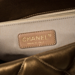 Pre Owned Chanel Gold Leather Bubble Quilt Flap Shoulder Bag