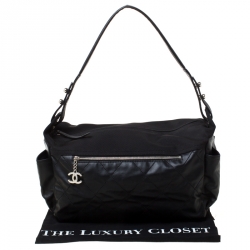 Pre Owned Chanel Black Coated Canvas and Nylon Large Biarritz Hobo