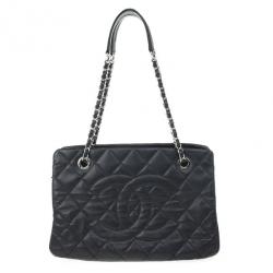 Pre Owned Chanel Black Caviar Grand Shopper Tote 