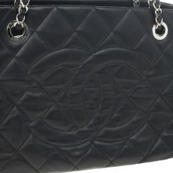 Pre Owned Chanel Black Caviar Grand Shopper Tote 