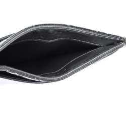 Pre Owned محفظة بطاقات شانيل لاكي سايمبولز جلد فضي لامع