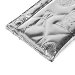 Pre Owned محفظة بطاقات شانيل لاكي سايمبولز جلد فضي لامع