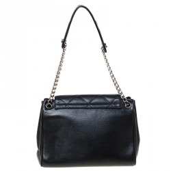 Pre Owned Chanel Black Quilted Leather Accordion Push Lock Flap Bag