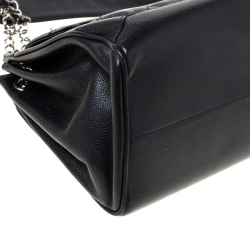 Pre Owned Chanel Black Quilted Leather Accordion Push Lock Flap Bag