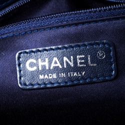 Pre Owned Chanel Blue Quilted Beaded Leather Small Flap Bag 