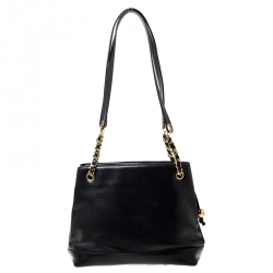 مملوكة مسبقًا حقيبة كتف شانيل CC جلد كافيار أسود