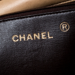 Pre Owned Chanel Beige Quilted Leather Vintage Flap Bag