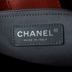 Pre Owned حقيبة يد شانيل سيرف شوبينغ جلد برتقالي