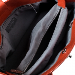 Pre Owned حقيبة يد شانيل سيرف شوبينغ جلد برتقالي