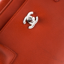 Pre Owned حقيبة يد شانيل سيرف شوبينغ جلد برتقالي