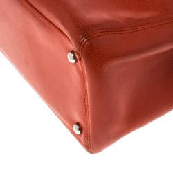 Pre Owned حقيبة يد شانيل سيرف شوبينغ جلد برتقالي