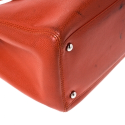 Pre Owned حقيبة يد شانيل سيرف شوبينغ جلد برتقالي