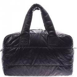Pre Owned Chanel Black Quilted Nylon Coco Cocoon Hobo Bag