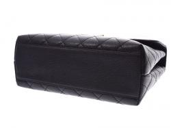 Pre Owned Chanel Black Metalasse Caviar Leather Top Handle Bag