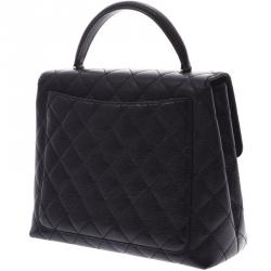 Pre Owned Chanel Black Metalasse Caviar Leather Top Handle Bag