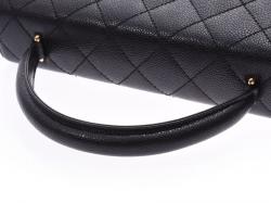 Pre Owned Chanel Black Metalasse Caviar Leather Top Handle Bag