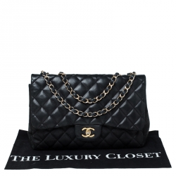 Chanel Black Quilted Leather Jumbo Classic Single Flap Bag