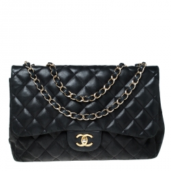 Chanel Black Quilted Leather Jumbo Classic Single Flap Bag