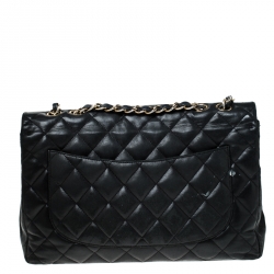 Chanel Black Quilted Leather Jumbo Classic Single Flap Bag