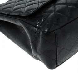 Pre Owned حقيبة شانيل قلاب مفرد كلاسيك ماكسي جلد كافيار مبطنة سوداء