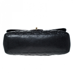 Pre Owned حقيبة شانيل قلاب مفرد كلاسيك ماكسي جلد كافيار مبطنة سوداء