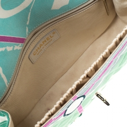 Pre Owned Chanel Multicolor Eiffel Tower Quilted Canvas Flap Shoulder Bag